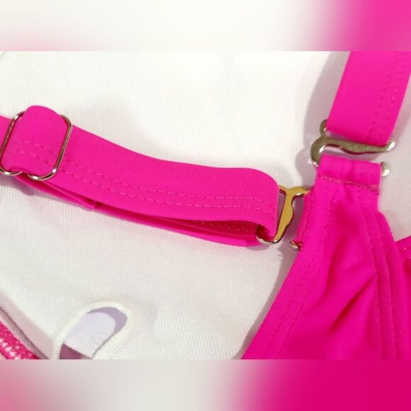DACI Retro Tummy Control Ruched Barbie Hot Pink Adjustable Plus Swimsuit NWT 20W - Picture 12 of 13
